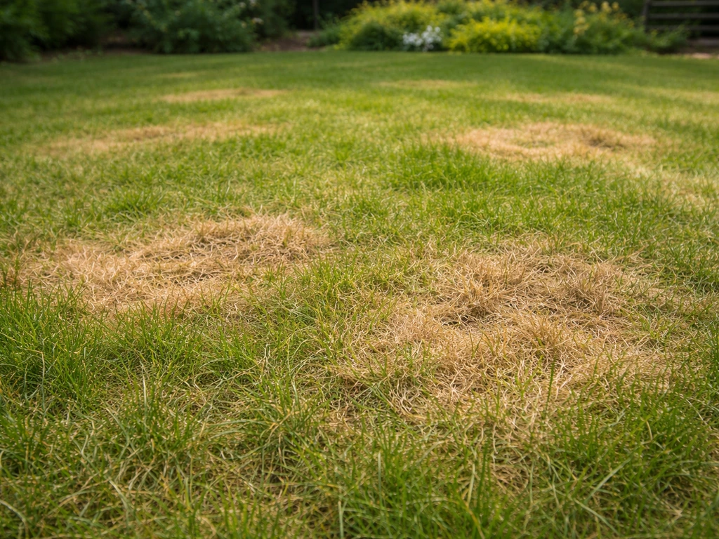 Close-up van geel en droog gazon met patchy geelbruine plekken in een Nederlandse tuin