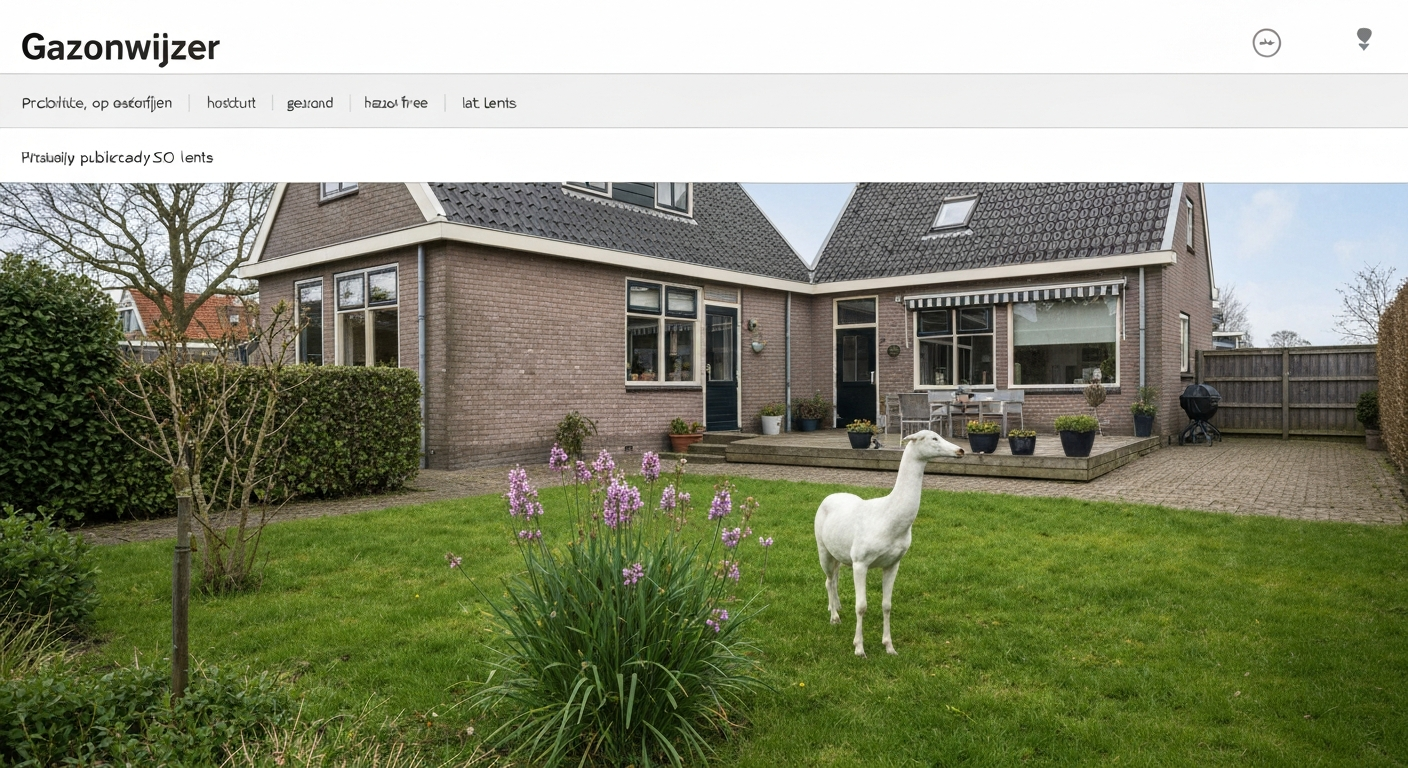Bloemrijk gazon (gazon mouton) met madeliefjes, klaver en bijen in een Nederlandse achtertuin