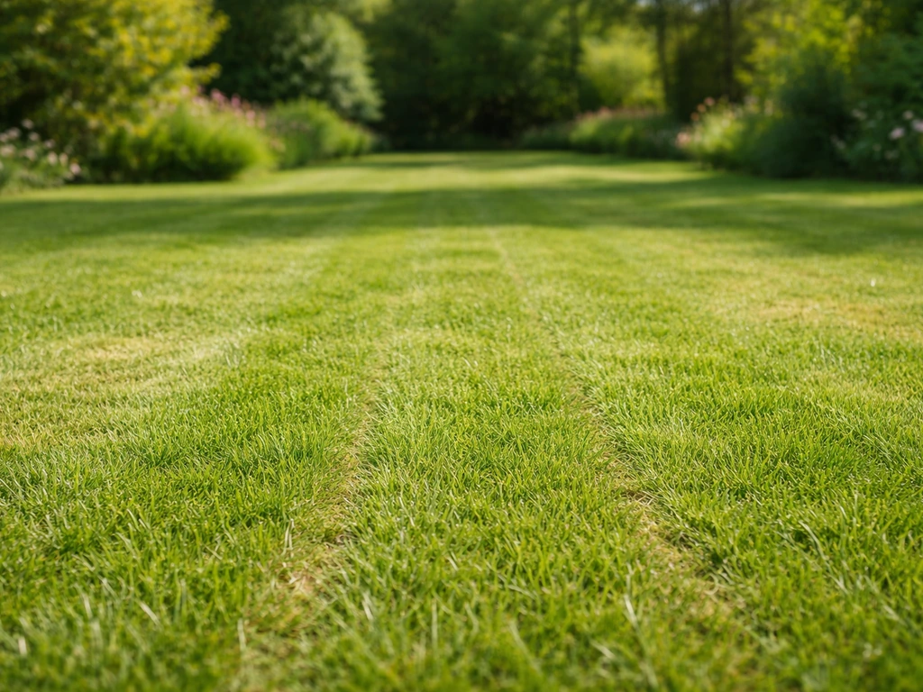 Lentegroen gazon in Nederland met gezond, fris gras en subtiele sporen van een recente opfrisbeurt.