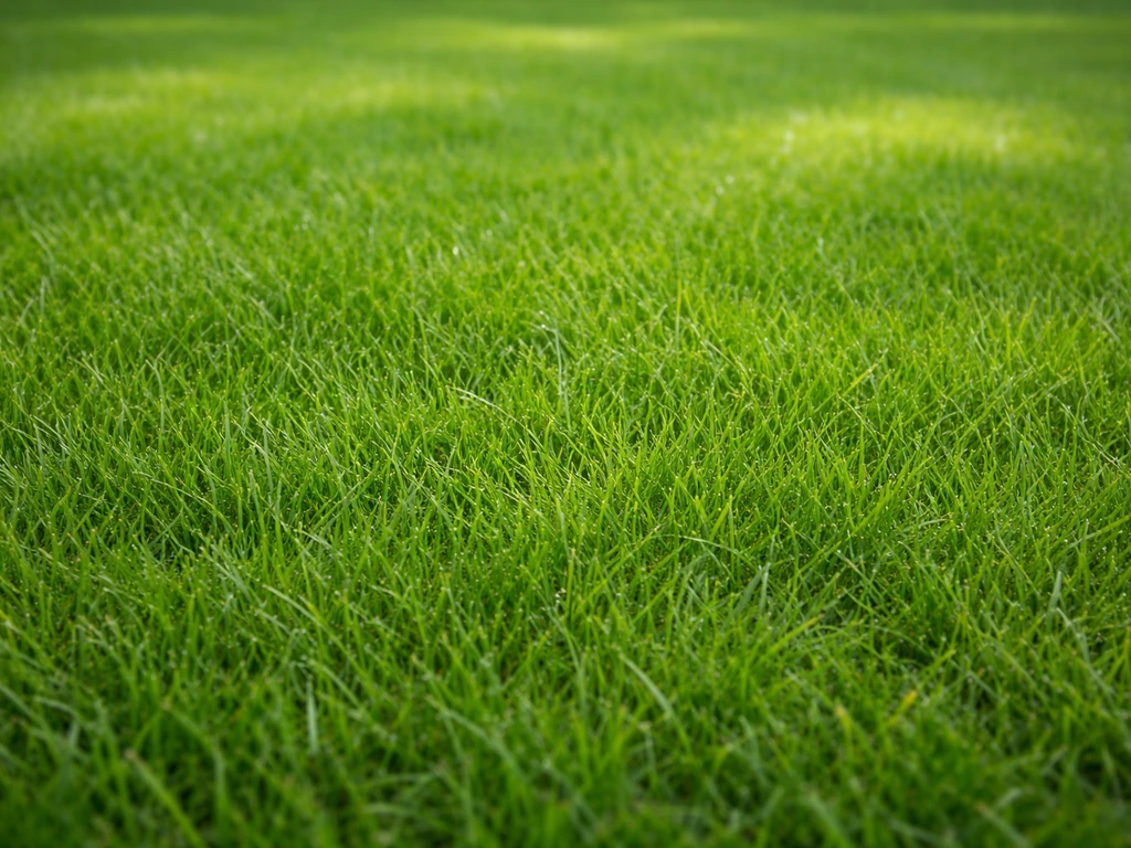Close-up van een gezonde, dichte groene gazonmat zonder kale plekken